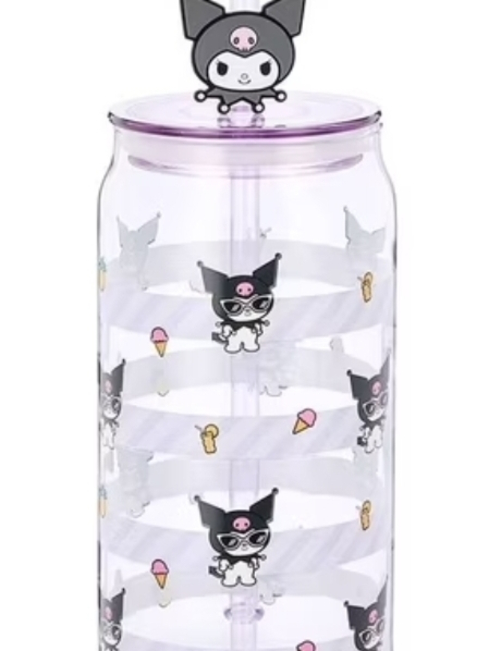 New glass Tumbler cup of sanrio hello kitty kuromi with lid and straw 610 ml